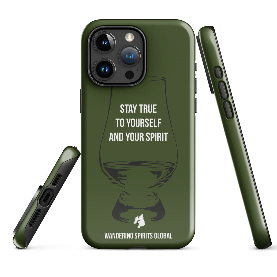 Stay True To Yourself And Your Spirit (Green) Tough Case for iPhone Glossy / iPhone 15 Pro Max by Wandering Spirits Global