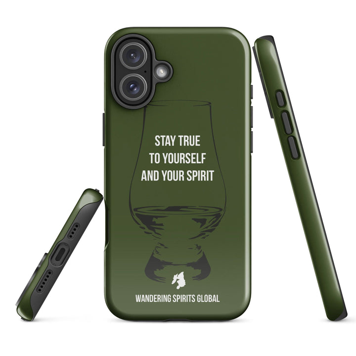 Stay True To Yourself And Your Spirit (Green) Tough Case for iPhone Glossy / iPhone 16 Plus by Wandering Spirits Global