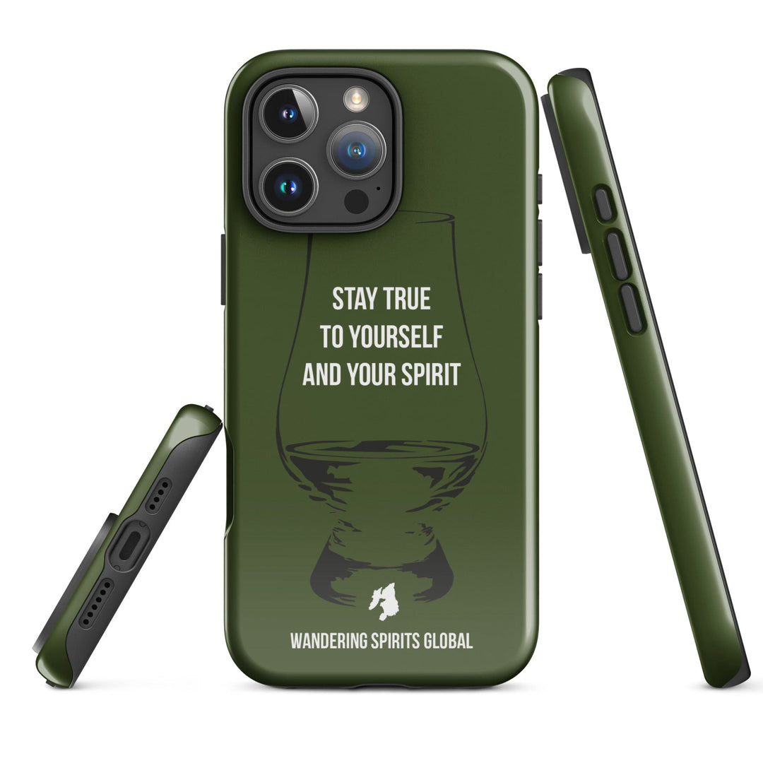 Stay True To Yourself And Your Spirit (Green) Tough Case for iPhone Glossy / iPhone 16 Pro Max by Wandering Spirits Global