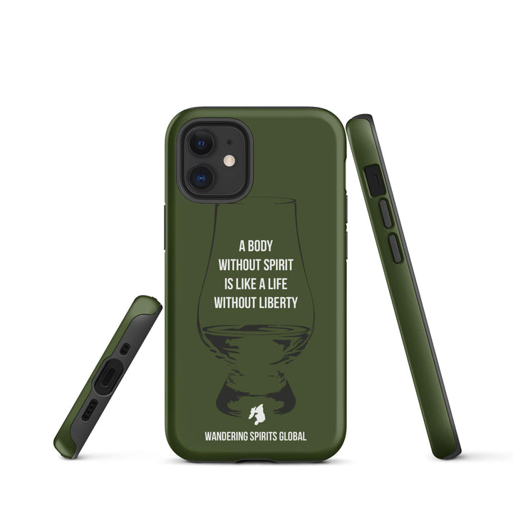 A Body Without Spirit Is Like A Life Without Liberty (Green) Tough Case for iPhone Matte / iPhone 12 mini by Wandering Spirits Global