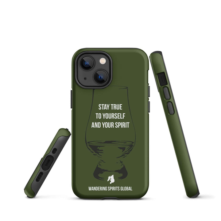 Stay True To Yourself And Your Spirit (Green) Tough Case for iPhone Matte / iPhone 13 mini by Wandering Spirits Global
