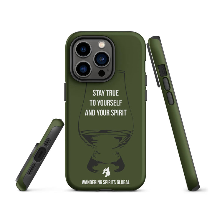 Stay True To Yourself And Your Spirit (Green) Tough Case for iPhone® Matte / iPhone 14 Pro by Wandering Spirits Global