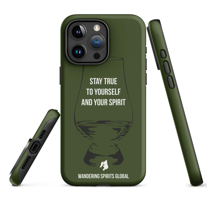 Stay True To Yourself And Your Spirit (Green) Tough Case for iPhone Matte / iPhone 15 Pro Max by Wandering Spirits Global