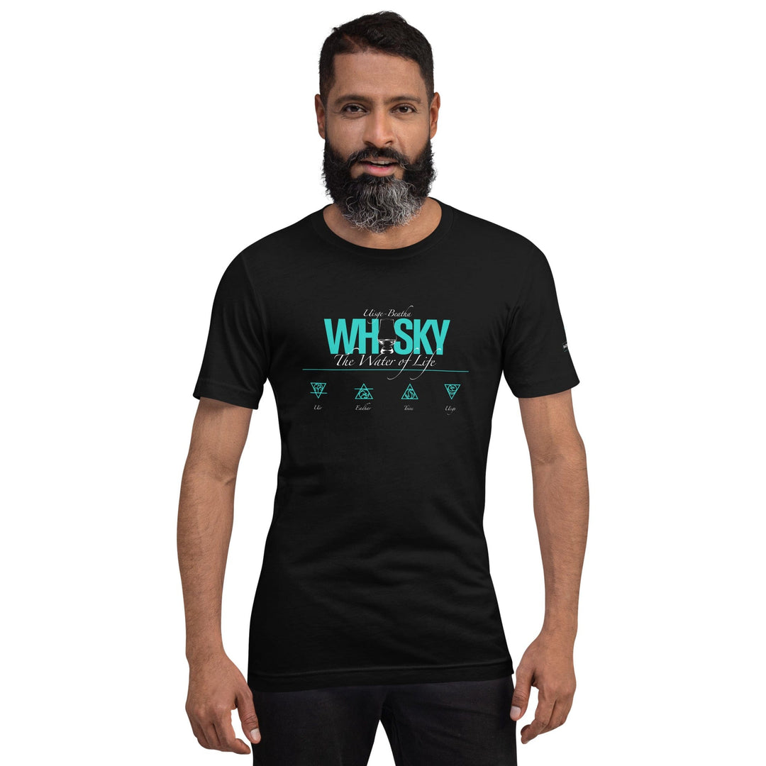 Whisky The Water of Life (AQUA) Round Neck Short Sleeve Unisex T-Shirt by Wandering Spirits Global