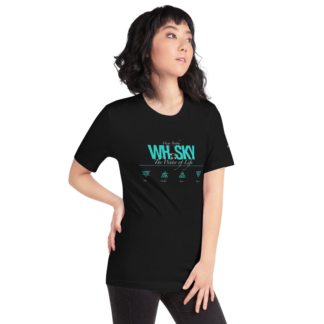 Whisky The Water of Life (AQUA) Round Neck Short Sleeve Unisex T-Shirt by Wandering Spirits Global