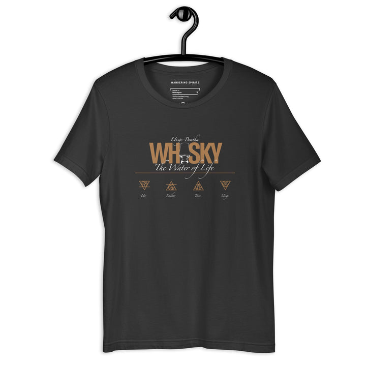 Whisky The Water of Life (AMBER) Round Neck Short Sleeve Unisex T-Shirt Dark Grey / S by Wandering Spirits Global