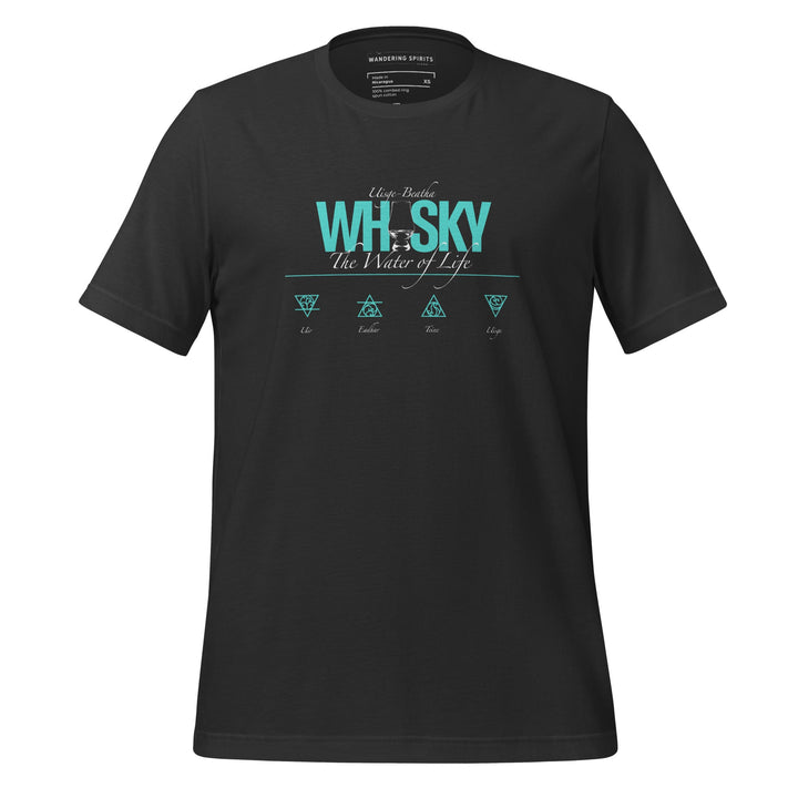 Whisky The Water of Life (AQUA) Round Neck Short Sleeve Unisex T-Shirt Dark Grey / XS by Wandering Spirits Global