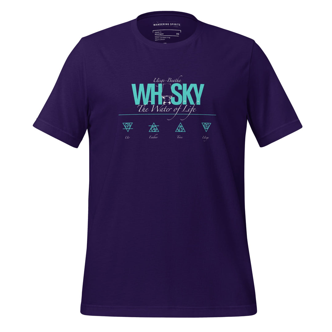 Whisky The Water of Life (AQUA) Round Neck Short Sleeve Unisex T-Shirt Team Purple / XS by Wandering Spirits Global