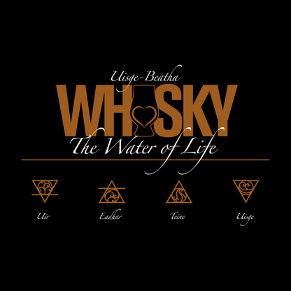 Whisky The Water of Life (AMBER) V-Neck Short Sleeve Unisex T-Shirt by Wandering Spirits Global