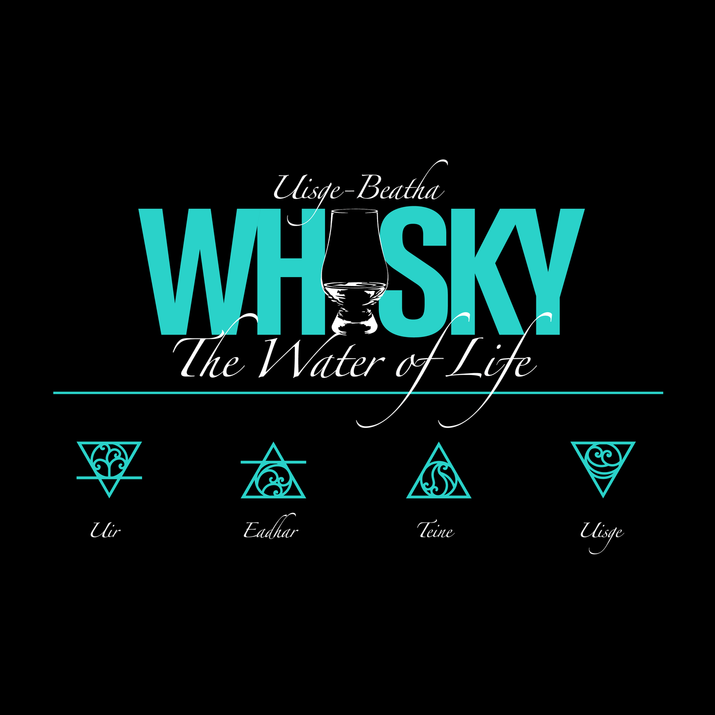 Whisky The Water of Life (AQUA) Round Neck Short Sleeve Unisex T-Shirt by Wandering Spirits Global