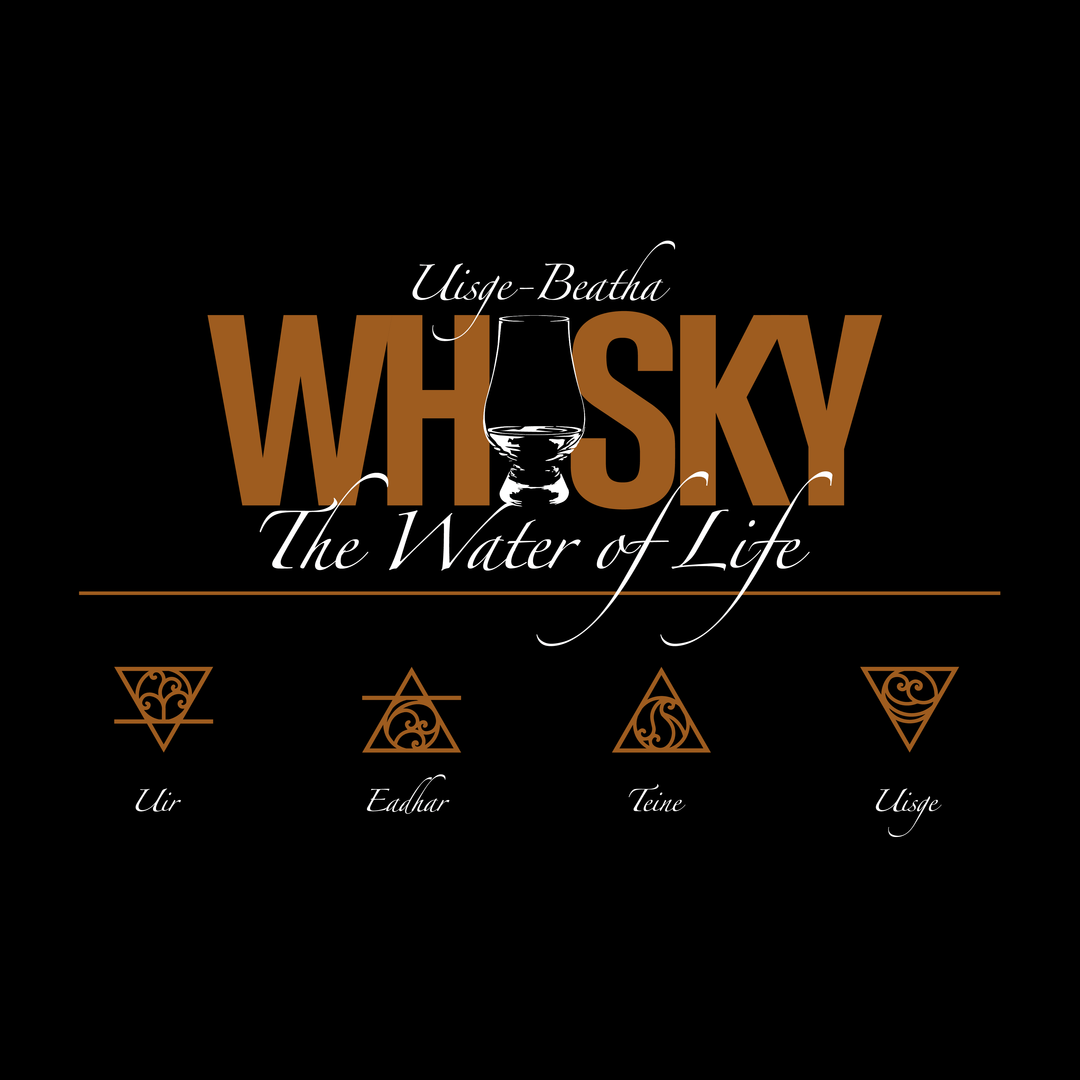 Whisky The Water of Life (AMBER) Round Neck Short Sleeve Unisex T-Shirt by Wandering Spirits Global