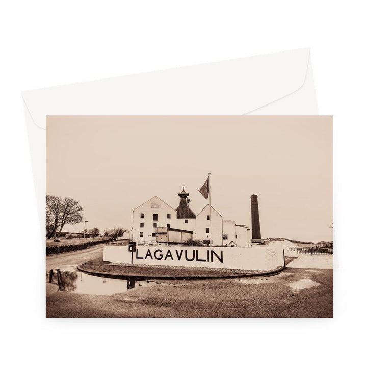 Lagavulin Distillery Sepia Toned Greeting Card A5 Landscape / 1 Card by Wandering Spirits Global