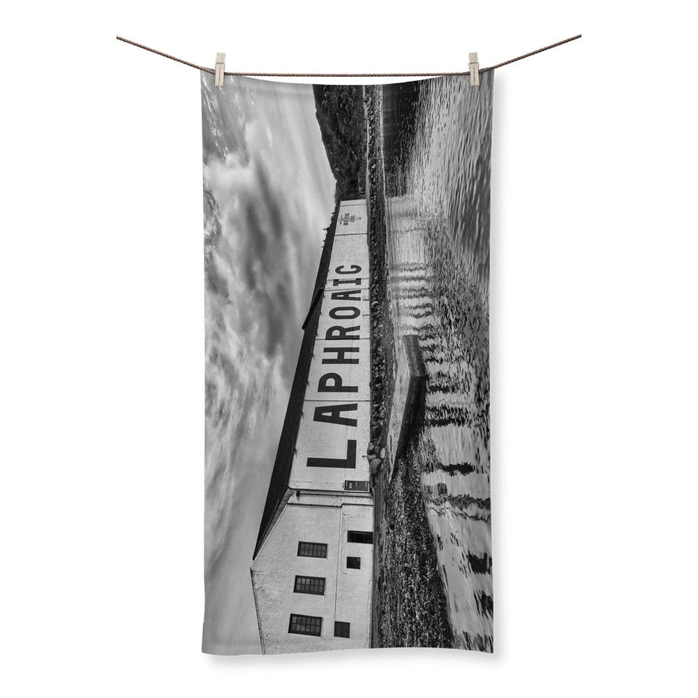Laphroaig Distillery Islay Black and White Towel 27.5"x55.0" by Wandering Spirits Global