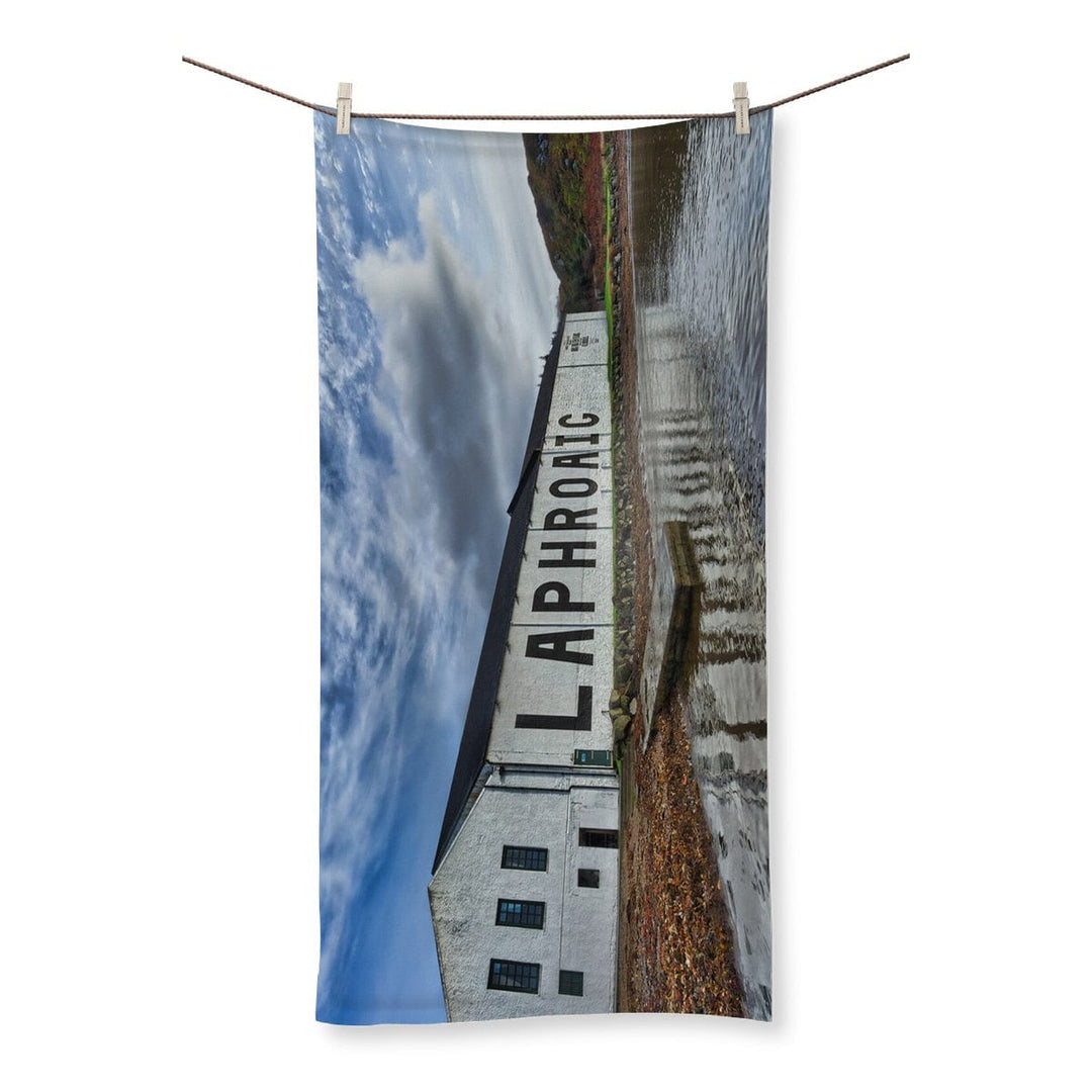Laphroaig Distillery Warehouse Full Colour Towel 27.5"x55.0" by Wandering Spirits Global
