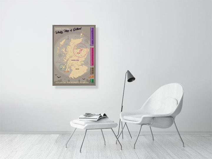 59.4 cm x 84.0 cm, 23.4 inches x 33.1 inches Scotland Distillery Map Fine Art Print by Wandering Spirits Global