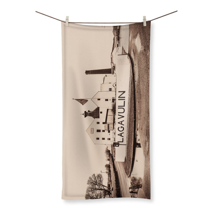 Lagavulin Distillery Sepia Toned Towel 19.7"x39.4" by Wandering Spirits Global