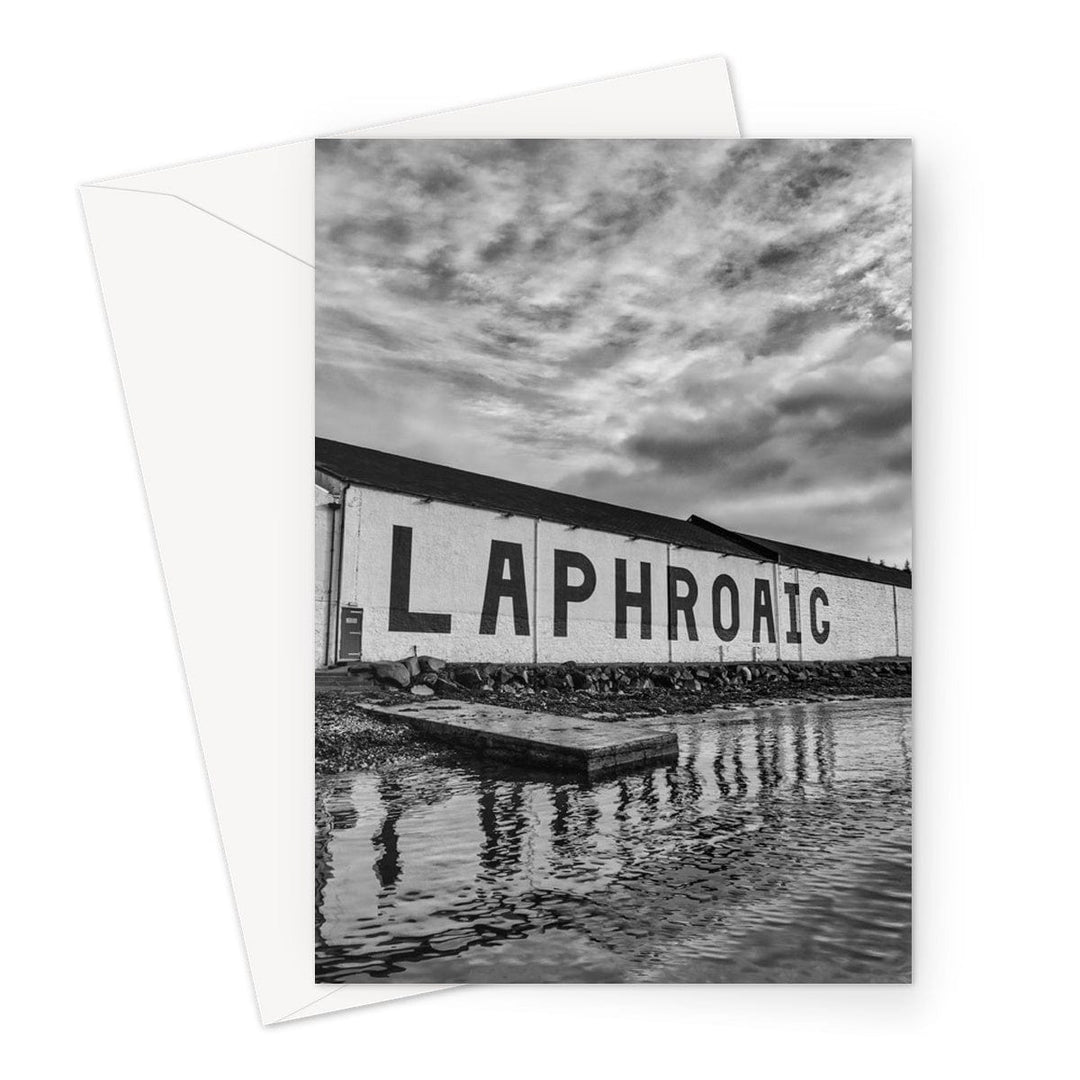 Laphroaig Distillery Islay Black and White Greeting Card A5 Portrait / 1 Card by Wandering Spirits Global
