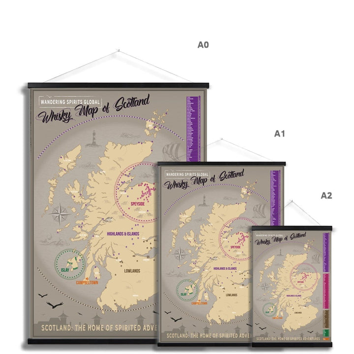 Scotland Distillery Map Fine Art Print with Hanger by Wandering Spirits Global