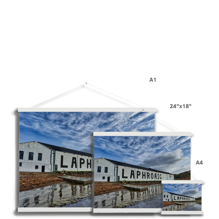 Laphroaig Distillery Warehouse Full Colour Fine Art Print with Hanger by Wandering Spirits Global