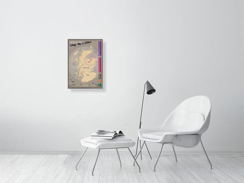 42.0 cm x 59.4 cm, 16.5 inches x 23.4 inches Scotland Distillery Map Fine Art Print by Wandering Spirits Global