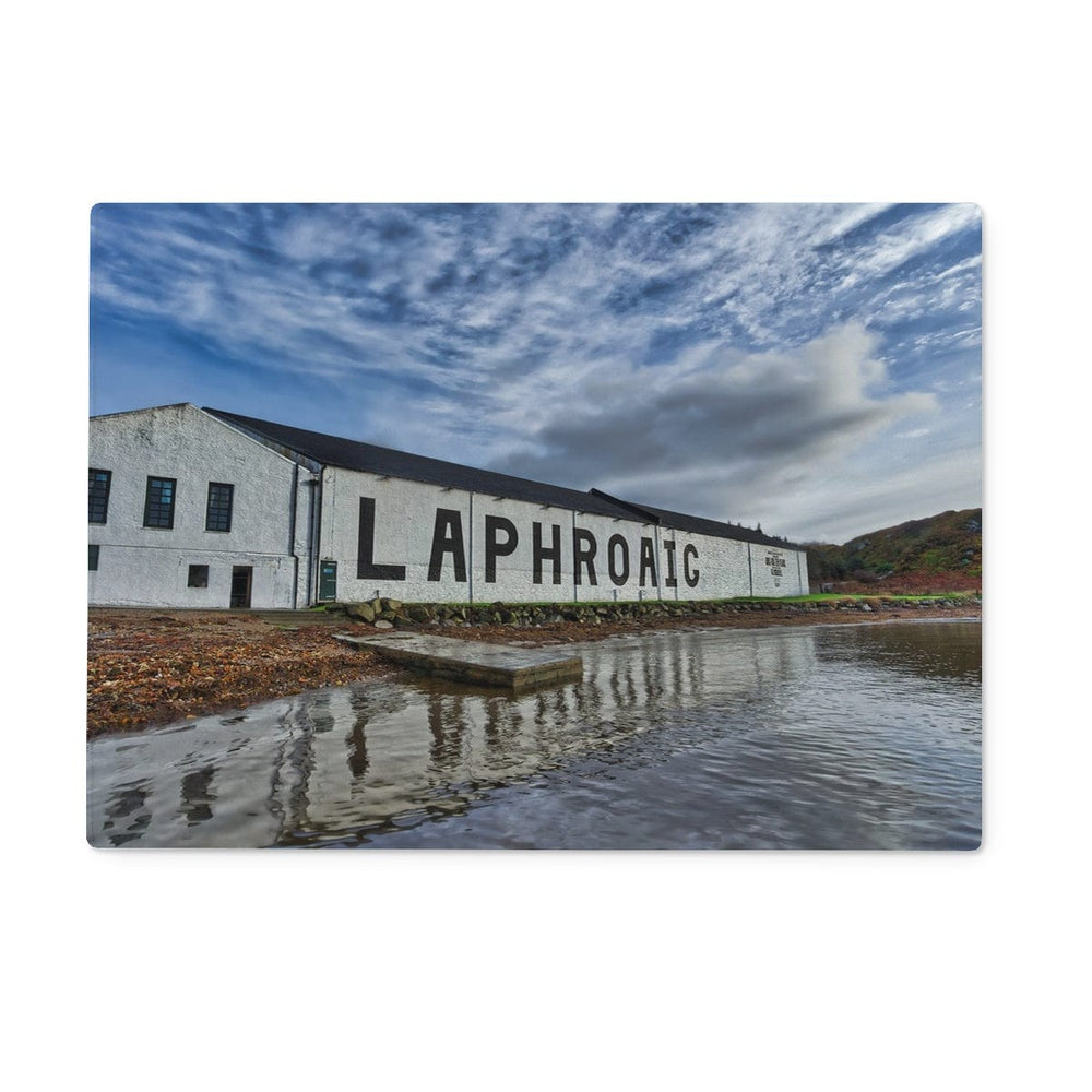 Laphroaig Distillery Warehouse Full Colour Glass Chopping Board 15"x11" Rectangular by Wandering Spirits Global