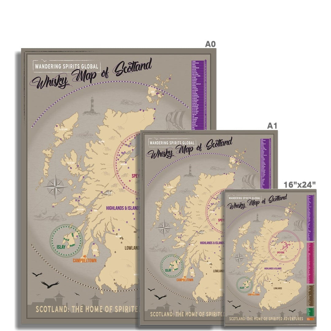 Scotland Distillery Map Hahnemühle German Etching Print by Wandering Spirits Global