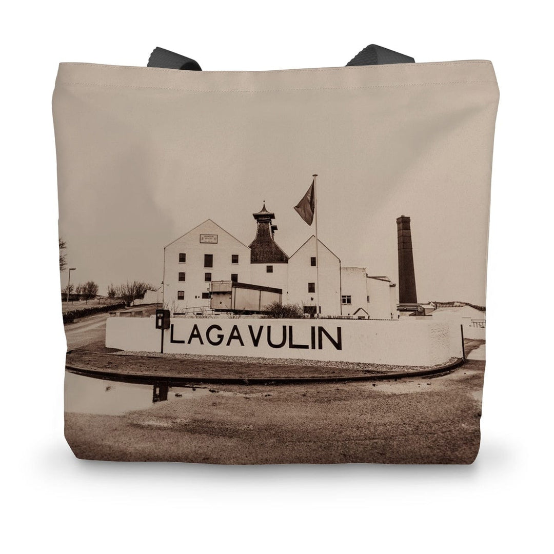 Lagavulin Distillery Sepia Toned Canvas Tote Bag 14"x18.5" by Wandering Spirits Global