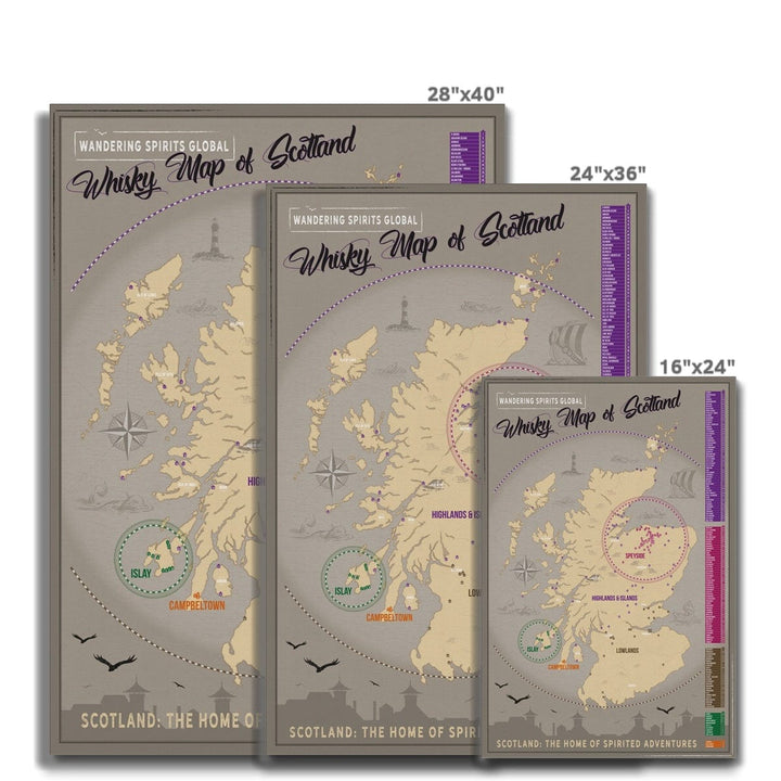 Scotland Distillery Map Canvas by Wandering Spirits Global