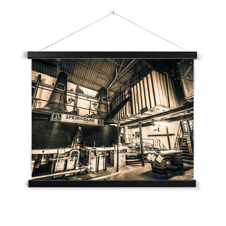 Springbank Distillery Black and White Fine Art Print with Hanger 24"x18" / Black Frame by Wandering Spirits Global