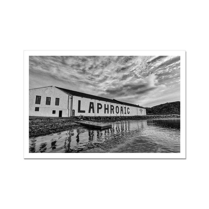 Laphroaig Distillery Islay Black and White Hahnemühle Photo Rag Print 18"x12" by Wandering Spirits Global