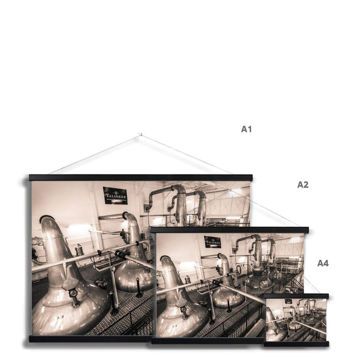 Low Wines and Wash Stills Talisker Golden Toned Fine Art Print with Hanger by Wandering Spirits Global
