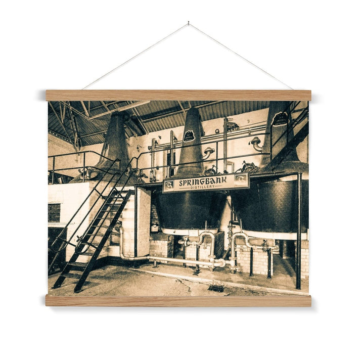 Three Stills Springbank Distillery Fine Art Print with Hanger 24"x18" / Natural Frame by Wandering Spirits Global