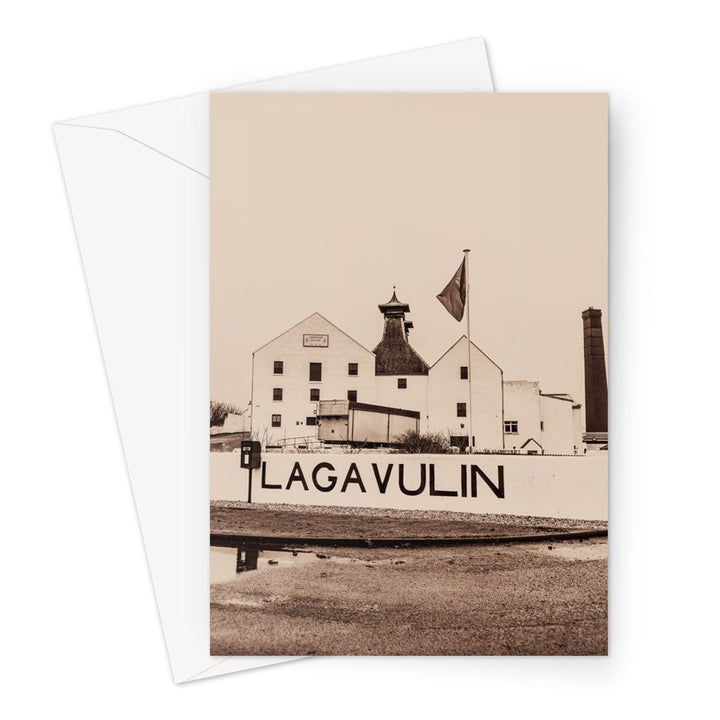Lagavulin Distillery Sepia Toned Greeting Card A5 Portrait / 1 Card by Wandering Spirits Global