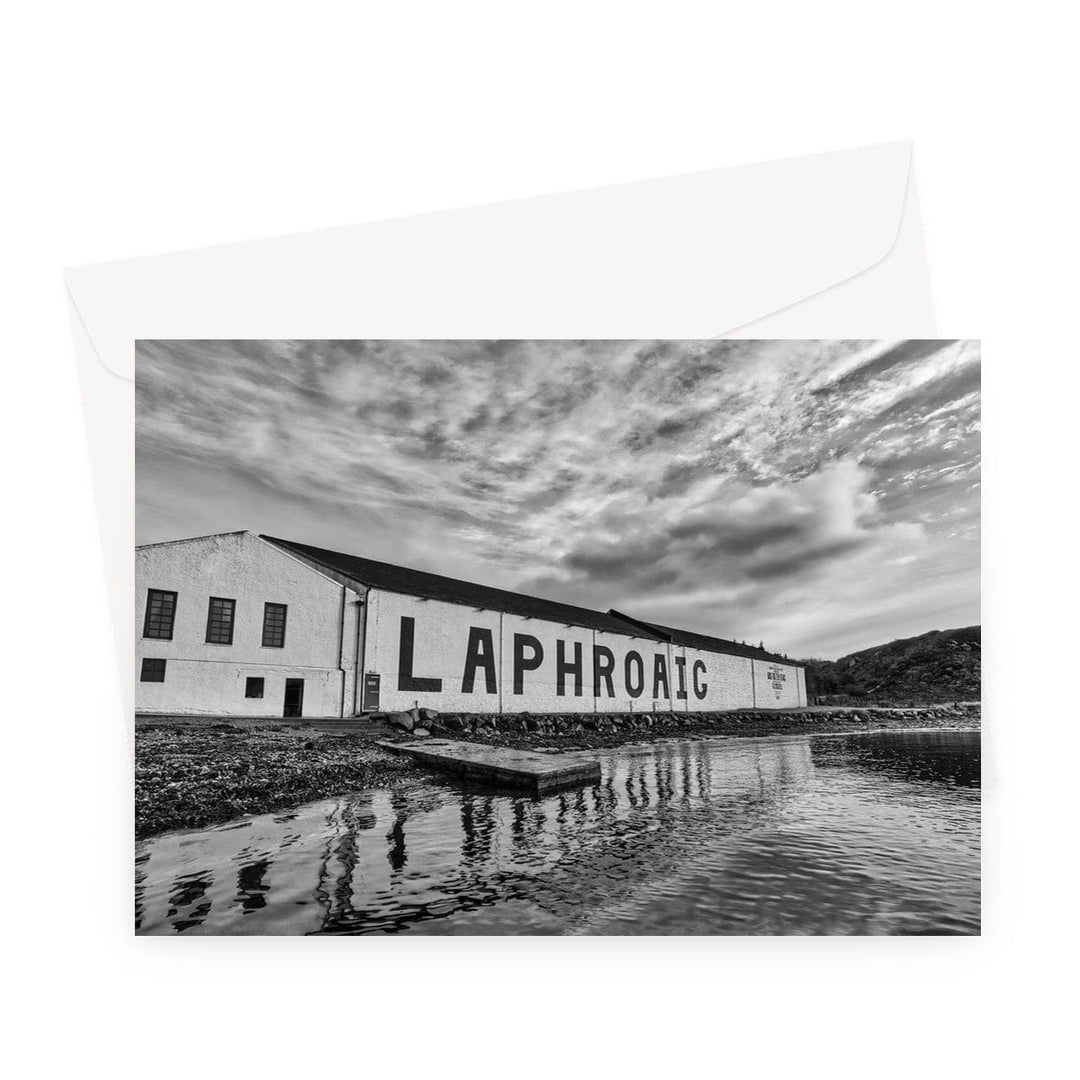 Laphroaig Distillery Islay Black and White Greeting Card A5 Landscape / 1 Card by Wandering Spirits Global