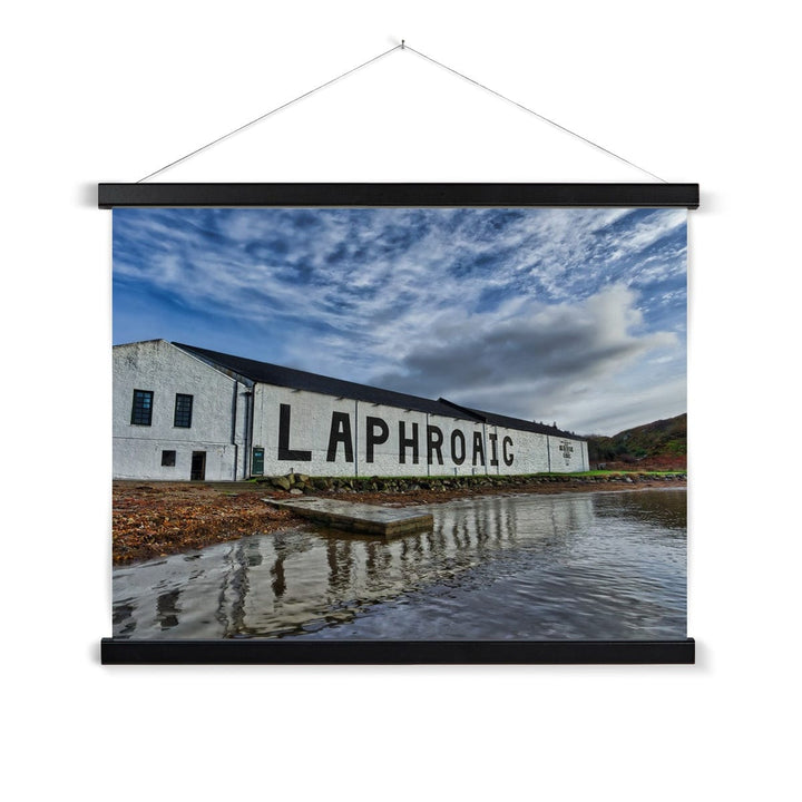 Laphroaig Distillery Warehouse Full Colour Fine Art Print with Hanger 24"x18" / Black Frame by Wandering Spirits Global