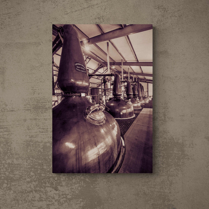 Spirit and Wash Stills Laphroaig Distillery Sepia Toned Photo Paper Poster (USA sizes) by Wandering Spirits Global