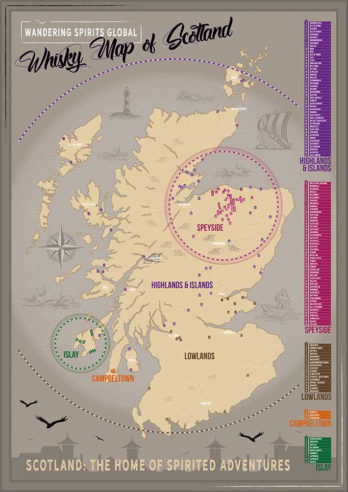 Scotland Distillery Map Matte Poster by Wandering Spirits Global