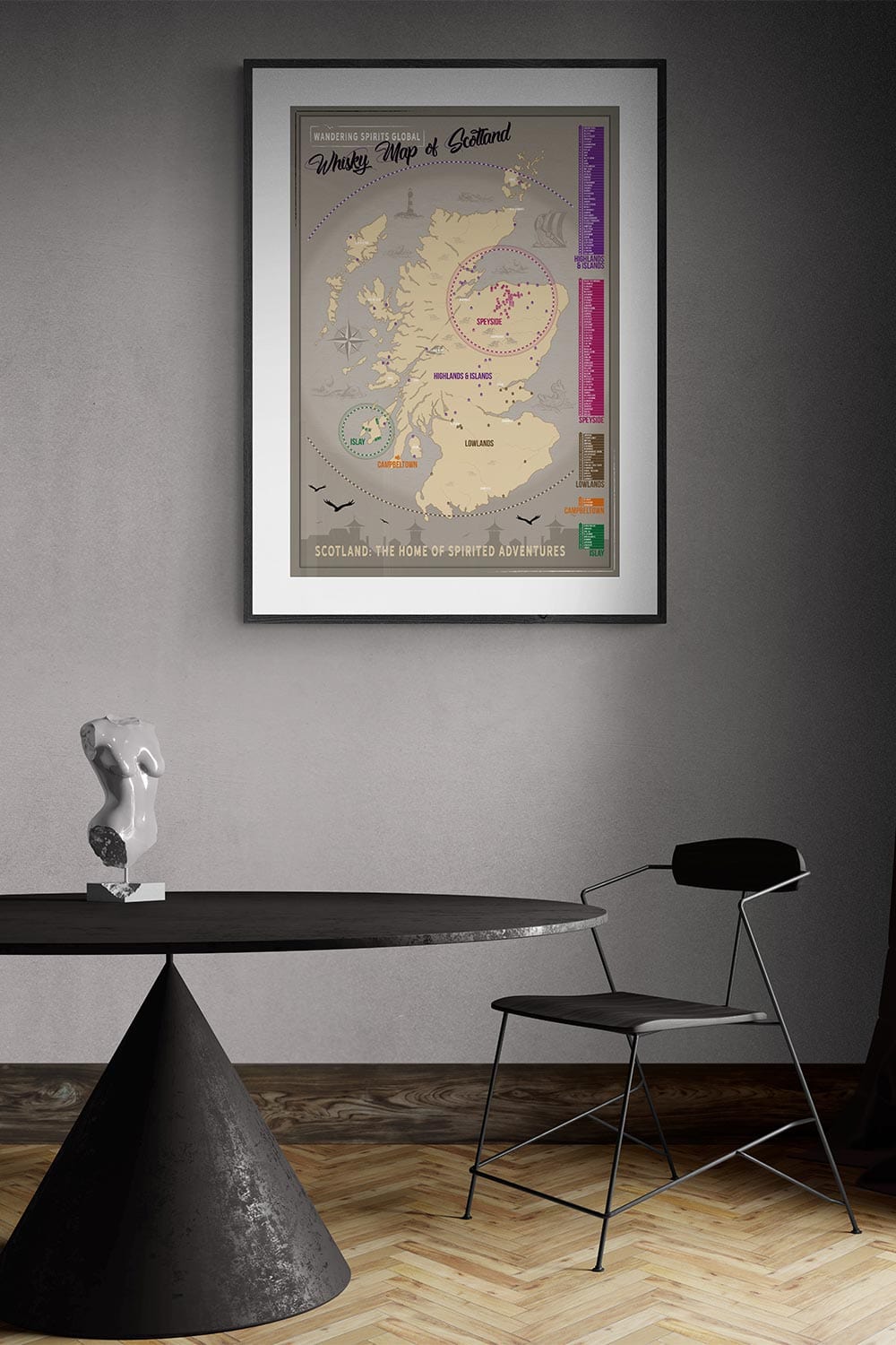 Scotland Distillery Map Fine Art Print by Wandering Spirits Global