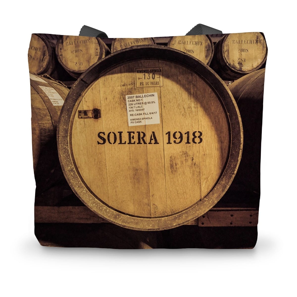 Ballechin 2007 Solera Cask Canvas Tote Bag 14"x18.5" by Wandering Spirits Global
