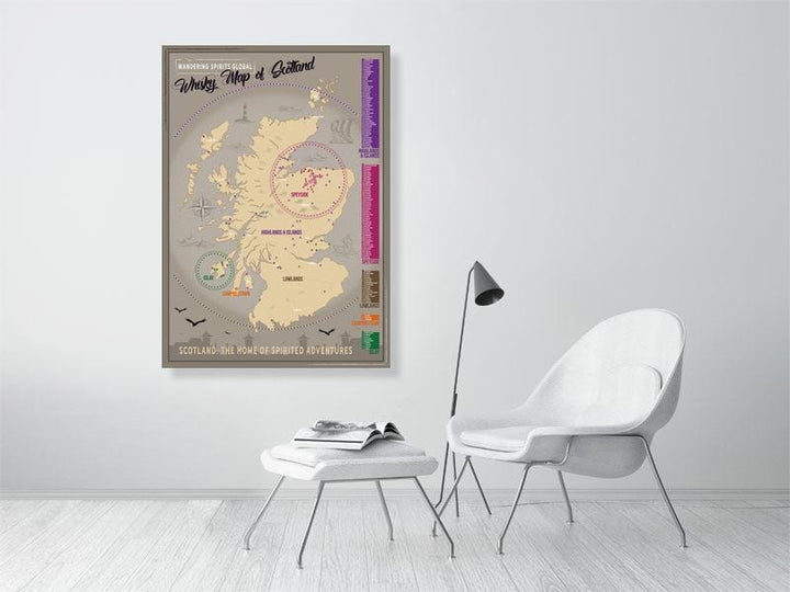 84.0 cm x 118.8 cm, 33.1 inches x 46.8 inches Scotland Distillery Map Fine Art Print by Wandering Spirits Global