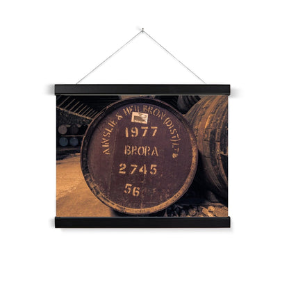 Brora 1977 Cask Fine Art Print with Hanger A3 Landscape / Black Frame by Wandering Spirits Global