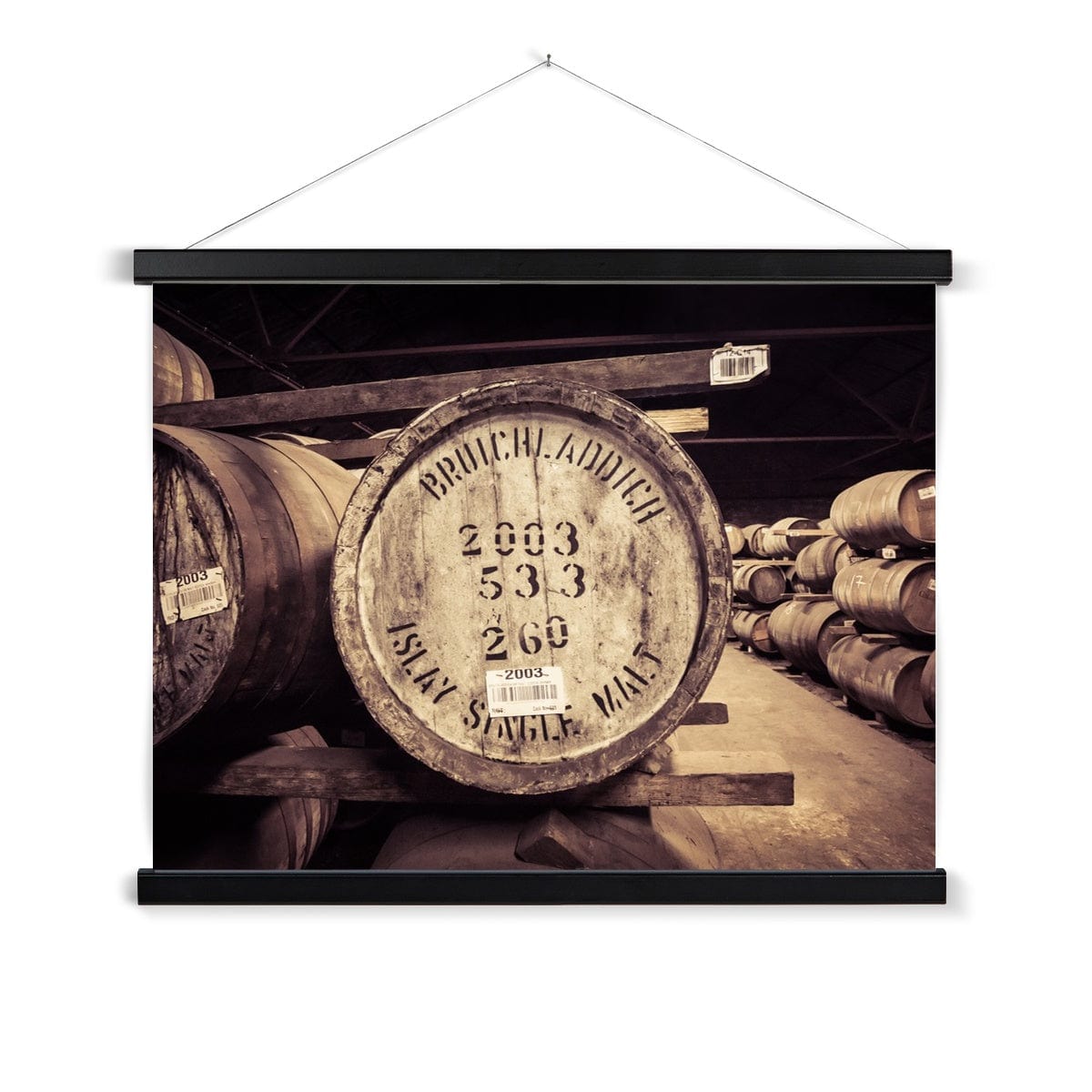 Bruichladdich 2003 Cask Soft Colour Fine Art Print with Hanger 24"x18" / Black Frame by Wandering Spirits Global