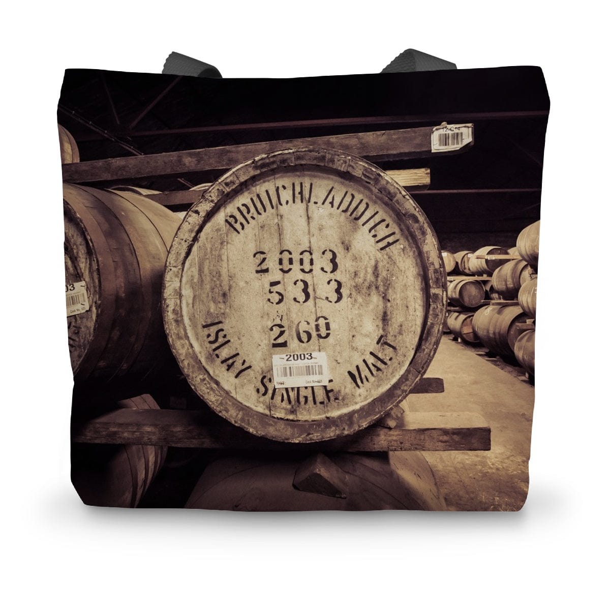 Bruichladdich 2003 Cask Soft Colour Canvas Tote Bag 14"x18.5" by Wandering Spirits Global