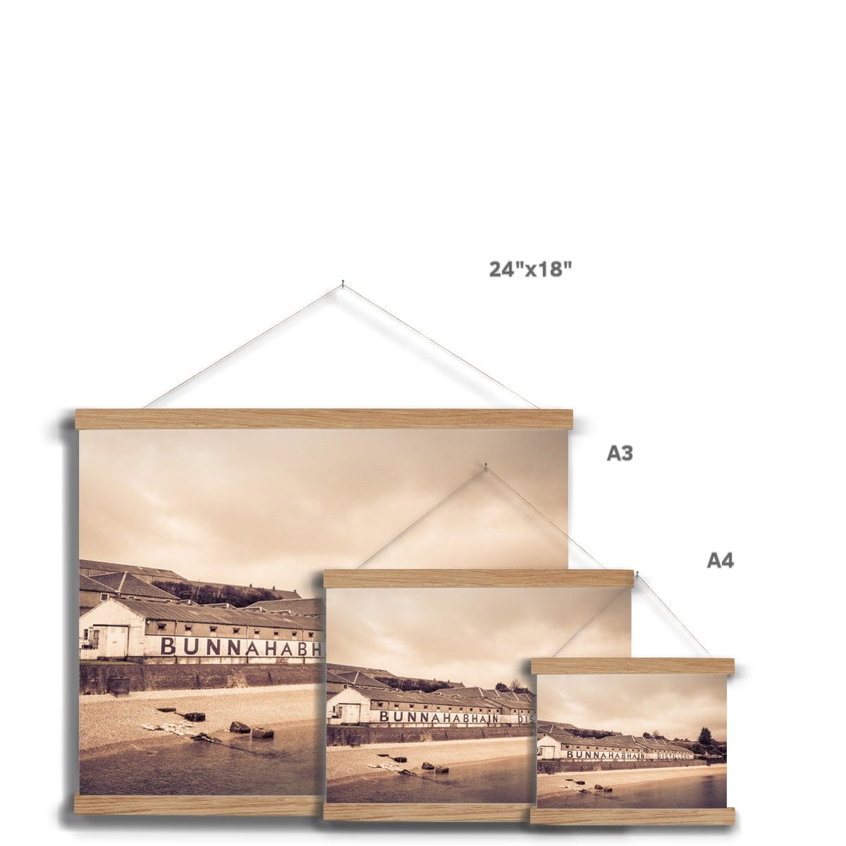 Bunnahabhain Distillery Warehouse Soft Colour Fine Art Print with Hanger by Wandering Spirits Global