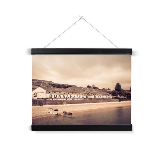 Bunnahabhain Distillery Warehouse Soft Colour Fine Art Print with Hanger A3 Landscape / Black Frame by Wandering Spirits Global