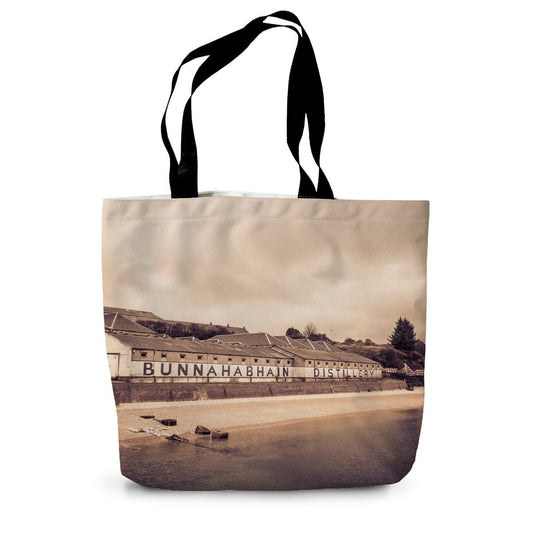 Bunnahabhain Distillery Warehouse Soft Colour Canvas Tote Bag 14"x18.5" by Wandering Spirits Global