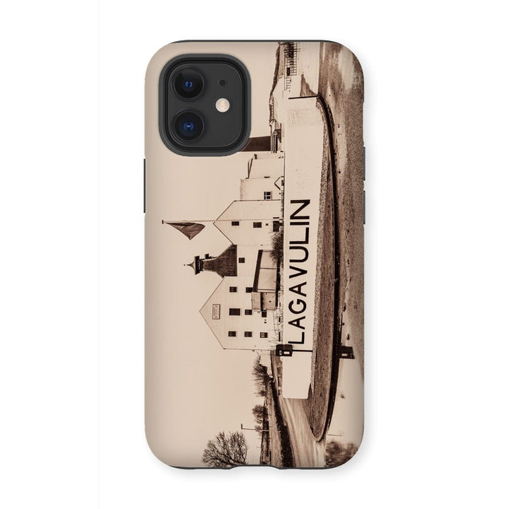 Lagavulin Distillery Sepia Toned Tough Phone Case iPhone 12 Mini / Gloss by Wandering Spirits Global