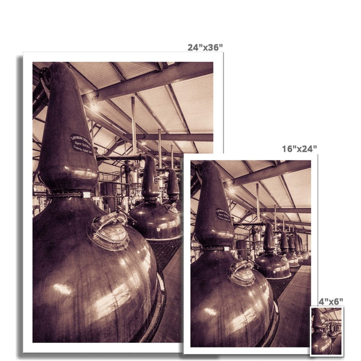 Spirit and Wash Stills Laphroaig Distillery Sepia Toned Hahnemühle Photo Rag Print by Wandering Spirits Global