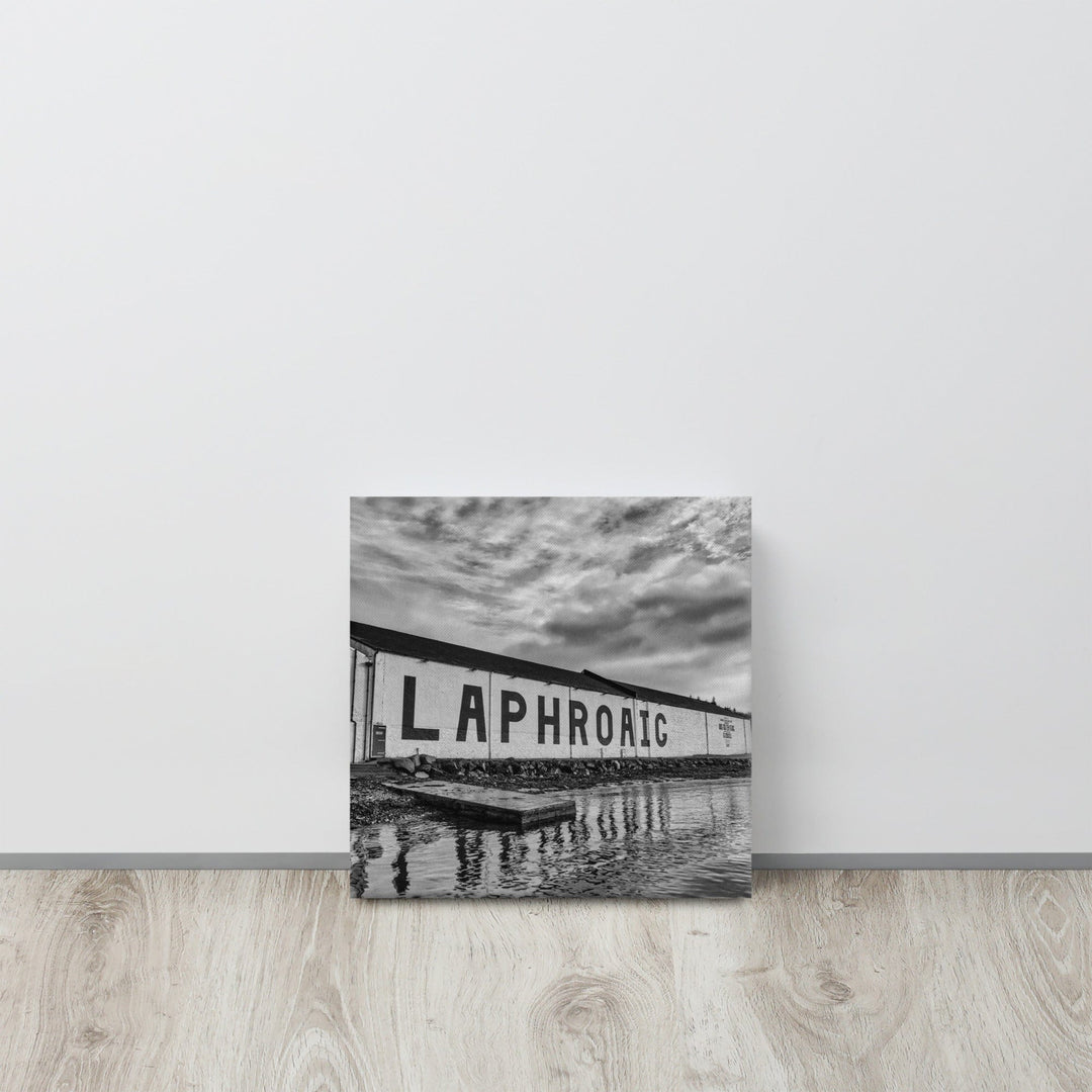 Laphroaig Distillery Black and White Canvas 12″×12″ by Wandering Spirits Global
