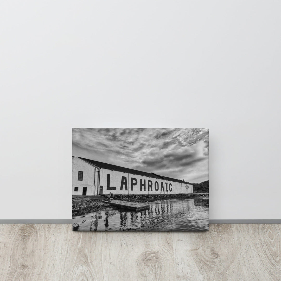 Laphroaig Distillery Black and White Canvas 12″×16″ by Wandering Spirits Global
